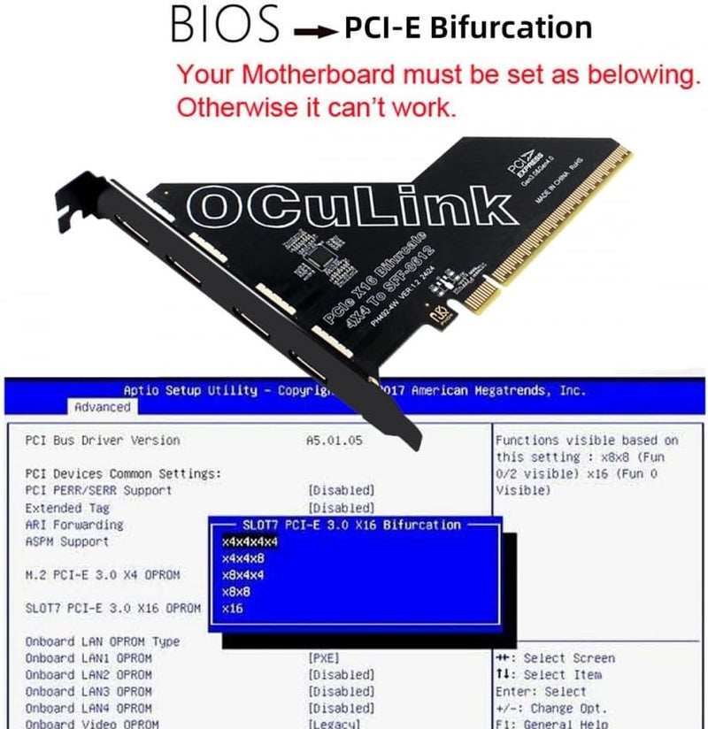 CY محول PCI-Express 4.0 PCIE 16x قابل للفصل إلى أربعة Oculink SFF-8612 SFF-8611 محول VROC Raid0 خارجي لوحدة SSD eGPU محطة بطاقة الرسوميات الخارجية - Image 2